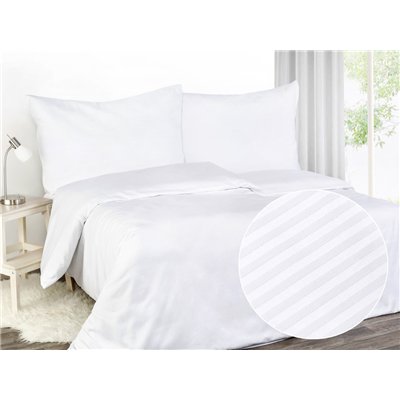 Damask bedding White - stripes 4 mm (1x duvet cover 240 x 220 cm + 1x pillowcase 70 x 90 cm)