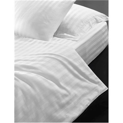 Posteljina za hotele 140x220, 70x90 cm Atlas gradl Bijela - češljana 145g/m2, 2cm pruge, patentni zatvarač