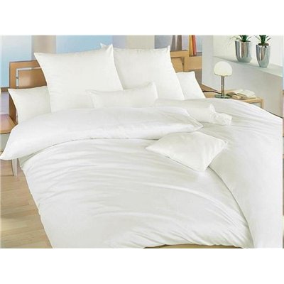 Lenjerie de pat crep UNI 140x200, 70x90 cm Alb, închidere cu fermoar