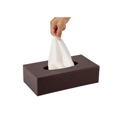 Leather tissue holder, brown
