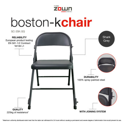 Folding metal chair Boston K-chair, shark grey