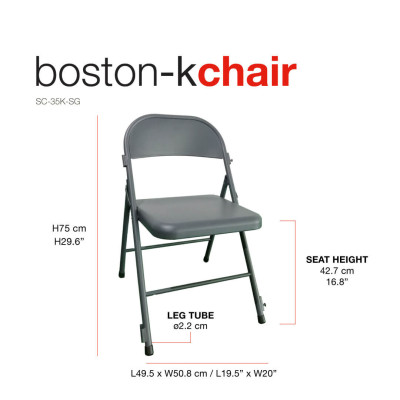 Folding metal chair Boston K-chair, shark grey