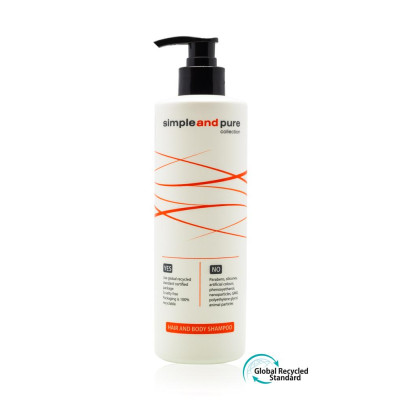 Shampoo for hair and body, dispenser with pump, 450 ml, Simple and Pure (Sale is possible only in quantities of 10 pieces)